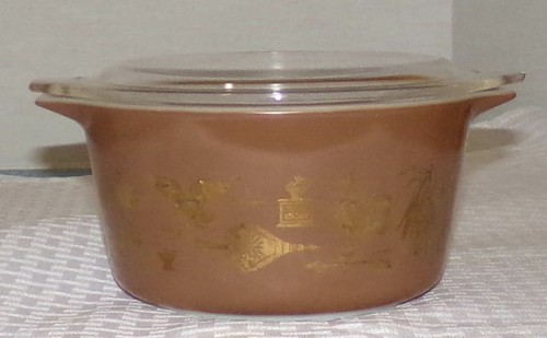 1961 Pyrex USA Early American 6 1/4" 1 Quart Round Casserole w/ Glass Lid 473 VG