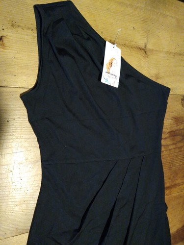 PRETTYGARDEN Women's Sz S Faux Wrap Mini Dress Sexy One Shoulder Sleeveless - 第 2/6 張圖片