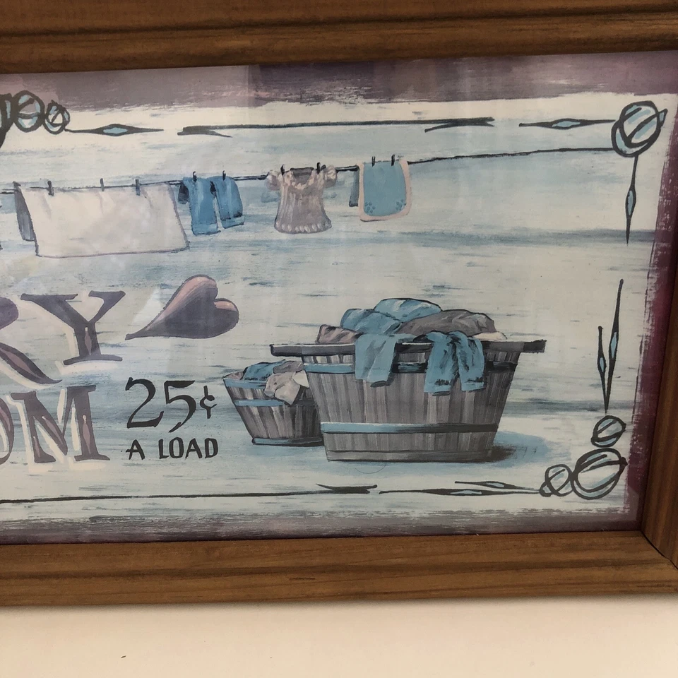 Vintage Hand Painted Primitive Rustic Barnwood Laundry Room Sign 22 In x 10 In - Image 2 of 4