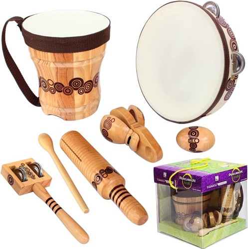 Wooden Musical Instruments Set for Kids Percussion Natural Wooden Music Kit