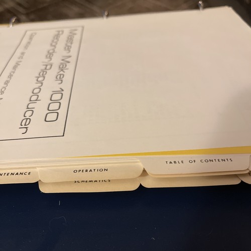Amex Master Maker 1000 Recorder Reproducer Op And Maintenance Manual Binder - Picture 4 of 5