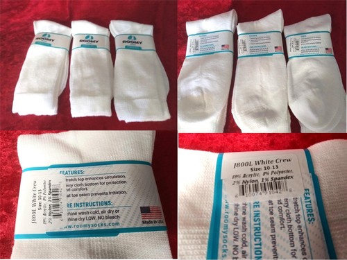 MENS ROOMY 3 PAIRS OF DIABETIC WHITE SOCKS FITS SIZE 10-13 SAME DAY SHIPPING - 第 1/1 張圖片