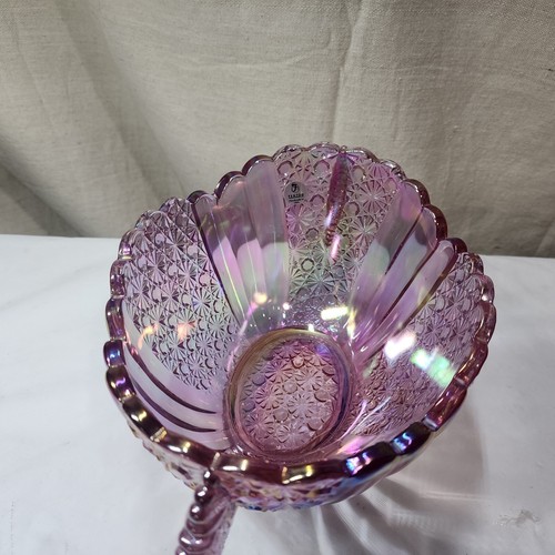 Vintage Fenton Gänseblümchen und Knöpfe rosa irisiert Schale - Bild 3 von 5