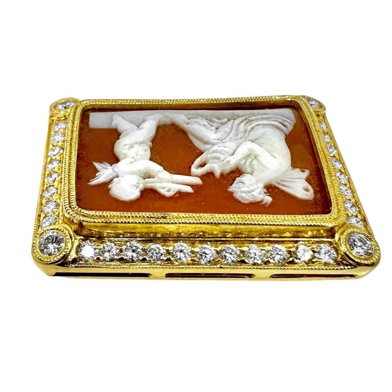 Cupid & Psyche Rectangular Shape Cameo Brooch in … - image 3