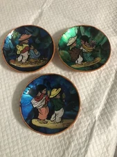 Vintage Mini Wall Plates Painted Spanish Boy Girl  4 3/4” Set Of 3 Decorado