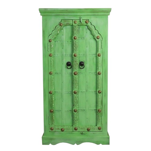 Unikat indischer Schrank antike Fensterläden Türen Wohnzimmerschrank grün 130cm