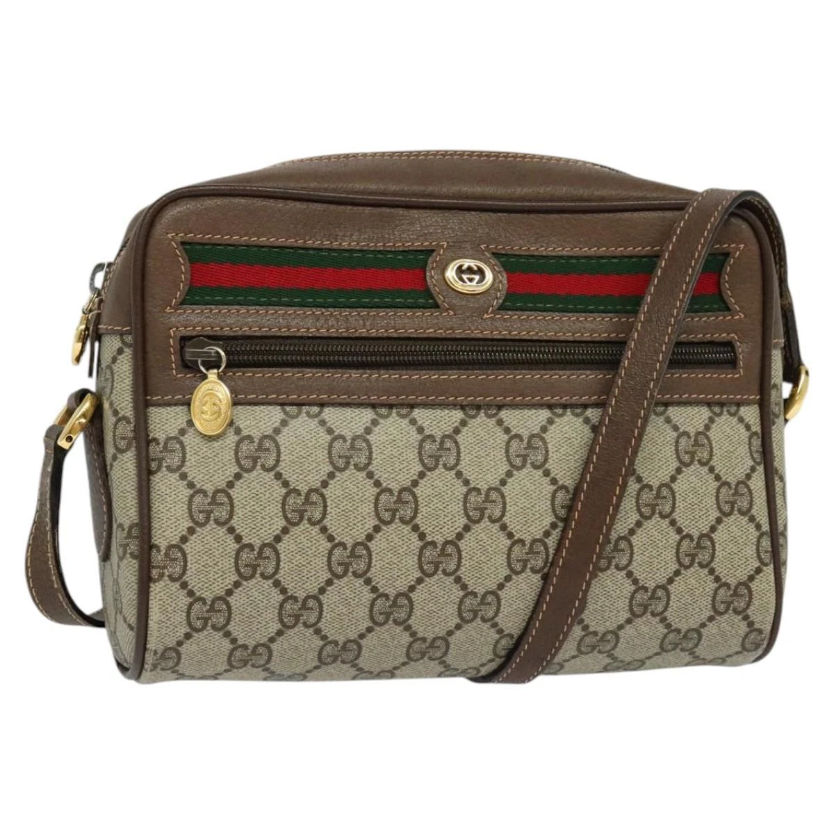 Sac à bandoulière GUCCI GG Supreme Web Sherry Line PVC beige 56 02 087 authentique BD1157