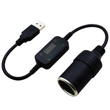 Car Lighter Female Socket Converter Adapter Cable USB Male 5V To 12V