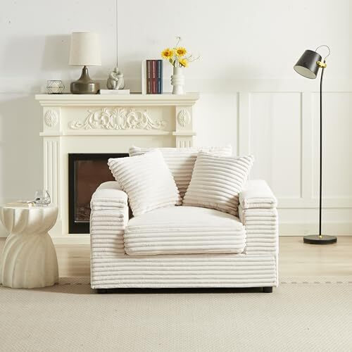 Oversized Corduroy Sleeper Sofa,Comfy Thicked Upholstered Padded Chaise - Picture 6 of 8