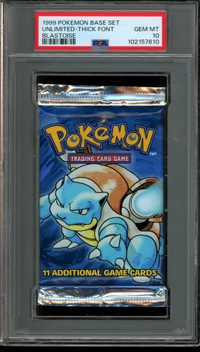 PSA 10 GEM MINT Pokemon Blastoise Base Set Unlimited Thick Font Booster Pack
