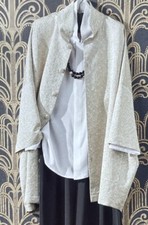 Gorgeous New Eskandar Sz 1 Fits 2x 3x White Heavy Silk 37"l Jacket Coat Blazer