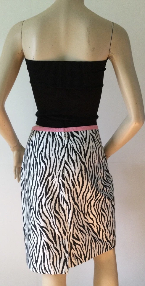Falda CYNTHIA STEFFE negra/blanca con estampado de cebra (talla 10) Foto 4 de 4