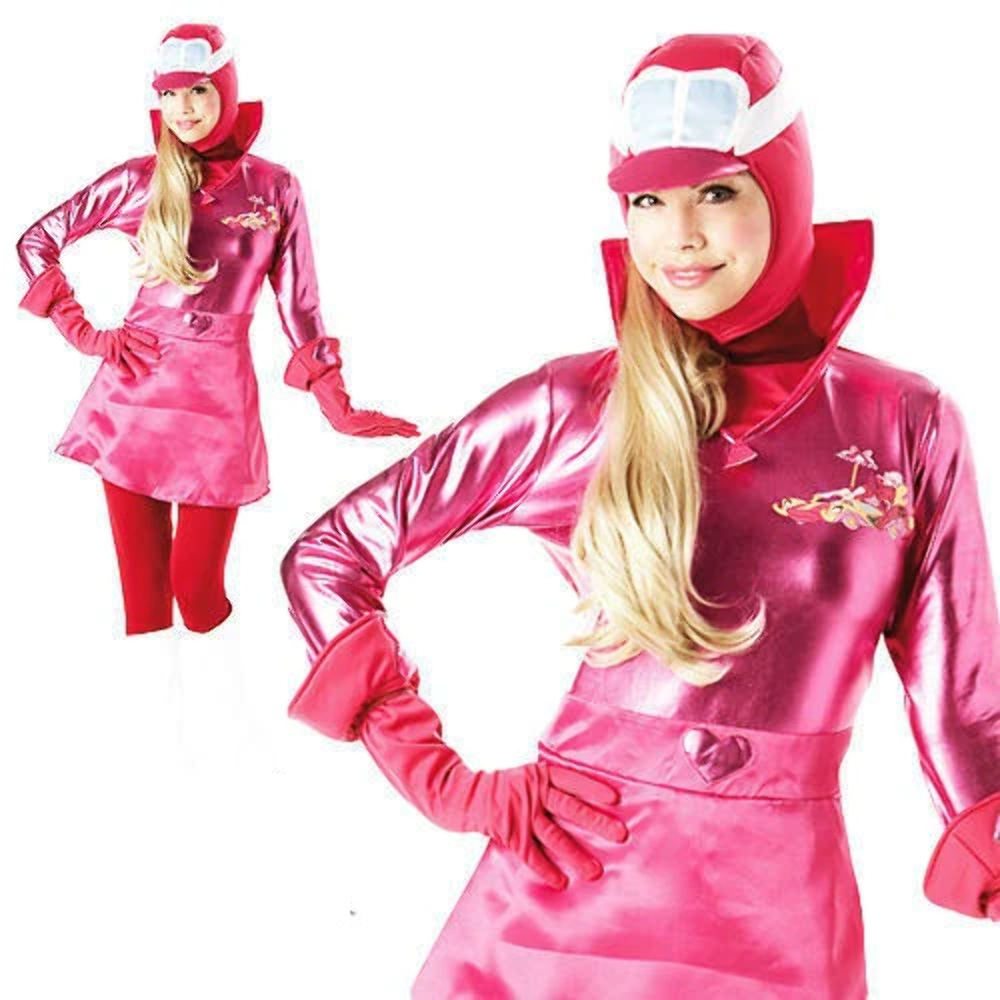 Penelope Pitstop Costume Ladies Pink Wacky Races Dress Penelope Pitstop Costume Ladies Pink Wacky Races Dress