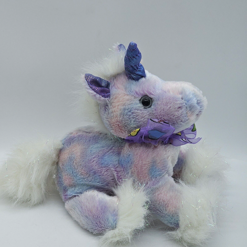 Dan Dee Collector's Choice Purple Unicorn Valentine Hearts Bow Plush Beanimals - Picture 2 of 7