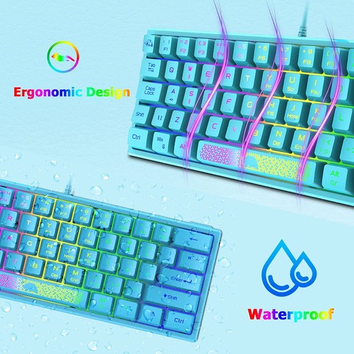 60% Wired Compact Gaming Keyboard, RGB LED Backlit Mechanical Feel For PC Laptop - Picture 27 of 37