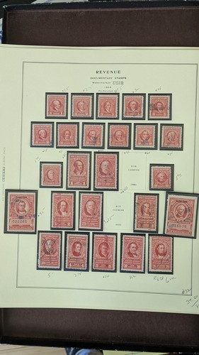 U.S. Revenue Stamps, Red Documentary Issues of 1954 mint and used