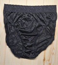 VTG High Cut Hanes Nylon Brief Panties High Leg Size 8 Black Sheer Panty