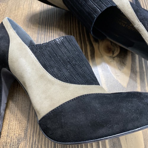 Women 10 M Donald J Pliner Leather & Suede Italy Black Stilettos 4” Heels - Picture 2 of 9