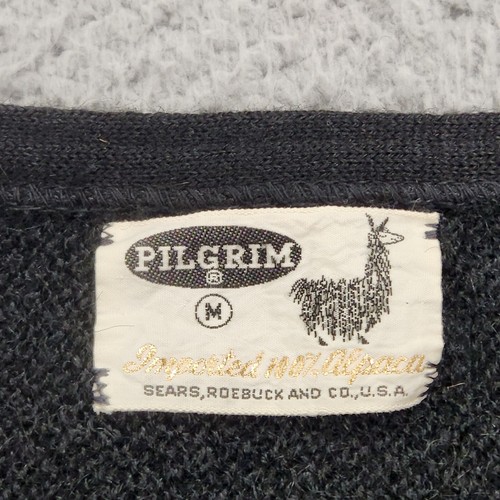 Vinatage 60er 70er Sears Pullover Herren Medium schwarz Pilger Alpaka Strickjacke hergestellt in den USA - Bild 5 von 11