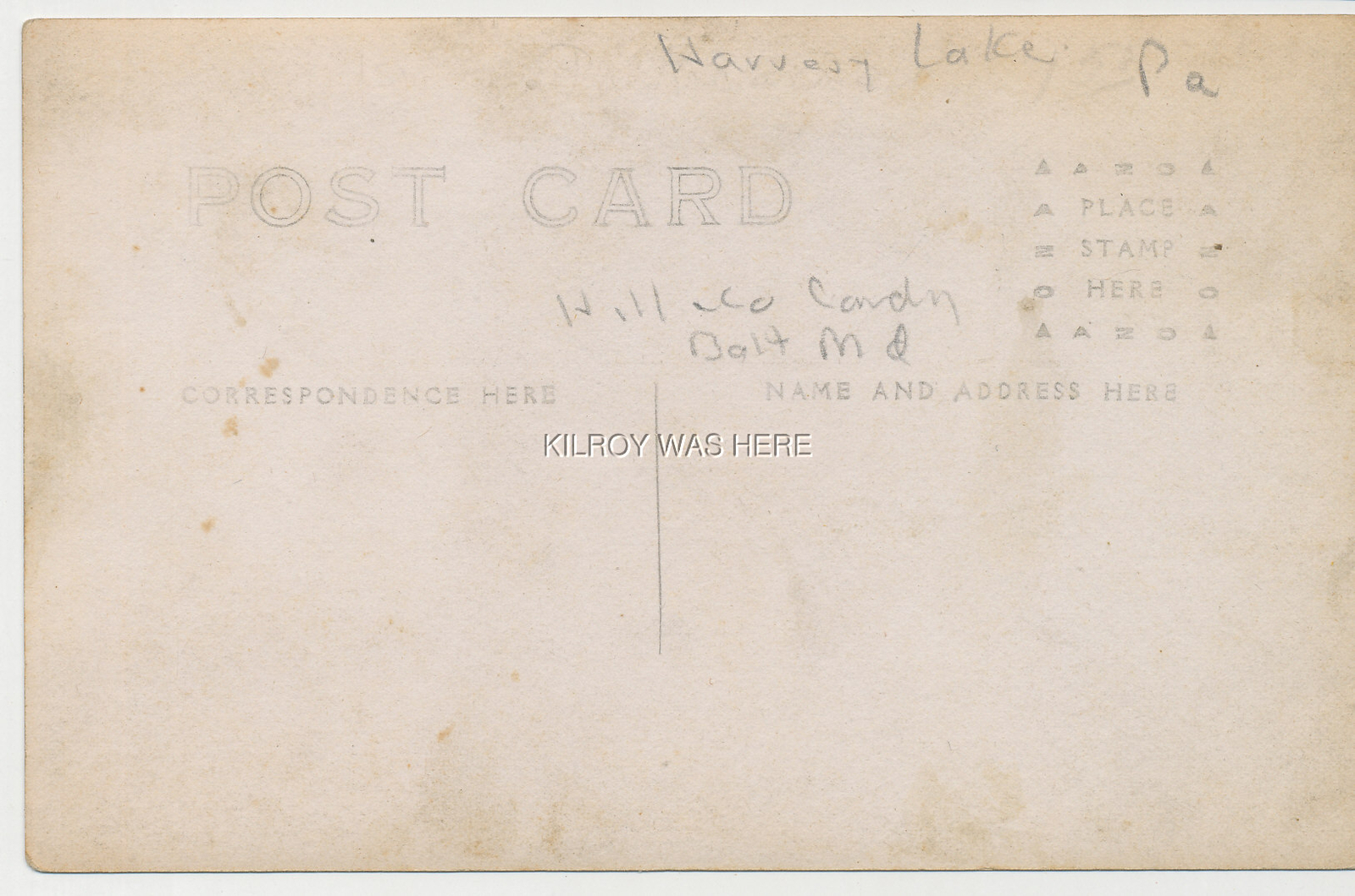 1907 RPPC HARVEYS LAKE PA POST OFFICE CANDY SHOP SOUVENIR GIBBS CANDY