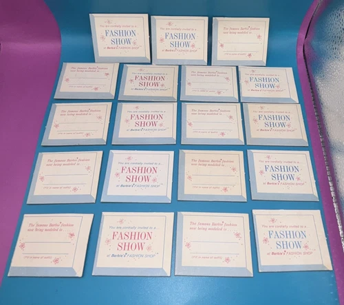 New ListingVintage Barbie Doll Fashion Show Modeling Outfit Cardboard 19 Cards Invitations