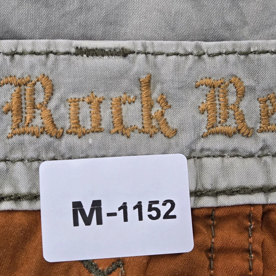 Pantalones Cortos Rock Revival Hombre 32 Beige Bolsillos Carga Bordados Tiro Bajo 12 pulgadas Entrepierna Foto 2 de 4