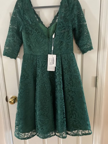 BEAUTIFUL Hunter Green All Occasions Dress. NWT Size 12 US. All Lace - Picture 3 of 9