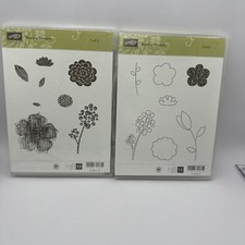 Stampin Up - 2012 - Raining Flowers" 1 and 2 - 8 piece stamp kit RETIRED