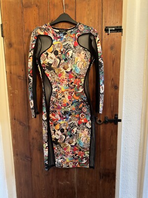 Bodycon long slit dress comic retro sexy alternative party unique cartoon