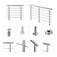 80-240cm Balaustra Ringhiera Corrimano in acciaio inox 5 barre trasversali