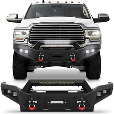 For 2019-2024 Dodge Ram 2500/3500 Front Bumper with Winch Plate & Sensor Holes
