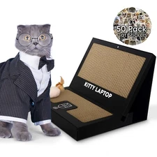 Kitty Laptop - Cat Laptop Toy with 2 Scratchboards & Catnip Mouse + 50 stickers