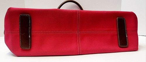 Chaps Hot Pink Shoulder Handbag With Faux Leather Dark Brown Trim - Picture 5 of 13