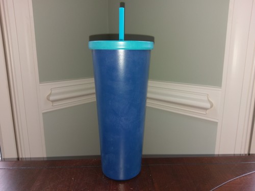 Starbucks Iced Coffee To Go Cold Cup Travel Tumbler Navy Blue Turquoise Aqua Lid - Picture 5 of 12