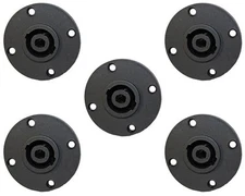 5  pack 4 wire conductor speakon compatible chassis panel mount connector jack