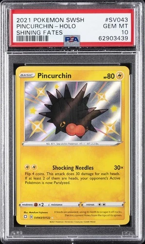 2021 POKEMON SWORD & SHIELD SHINING FATES #SV043 PINCURCHIN-HOLO PSA 10