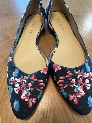 Talbots Womens 8M Edison Multi Color Floral Botanical d'Orsay Slip On Flat Shoes