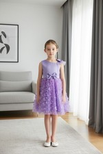 Lavender Tulle Overlay Easter Pagent Church Party Butterfly Dress Size 6-7