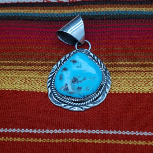 Navajo C.R. Little Diné Native Arts Sterling Türkis Anhänger signiert & atemberaubend - Bild 3 von 11