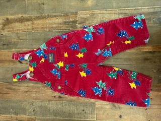 Vintage Oshkosh B Gosh Vestbak Overalls Red Clowns Baby Toddler Size 24 Months