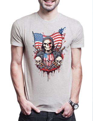 American Vigilante Skull Herren T-Shirt USA US Banner Fahne Stars Stripes