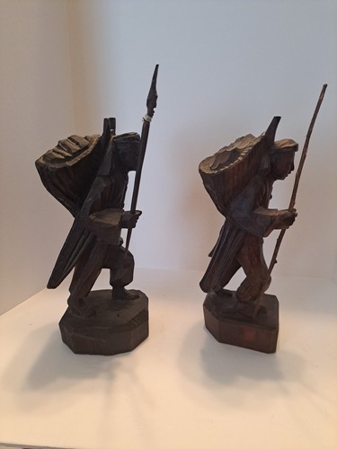 Paar handgefertigte Vintage Arbeiter Männer in Statue tragen Körbe 9 Zoll - Bild 6 von 11