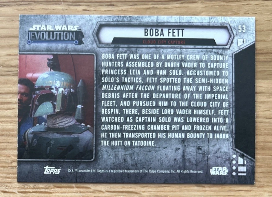 BOBA FETT / Star Wars Evolution (Topps 2016)  Trading Card #53 Mint Boba Fett - Image 2 of 2