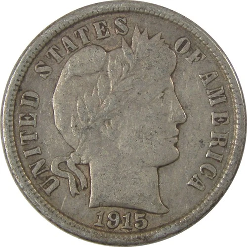 1915 Barber Dime XF EF Extremely Fine Silver 10c Coin SKU:I21110