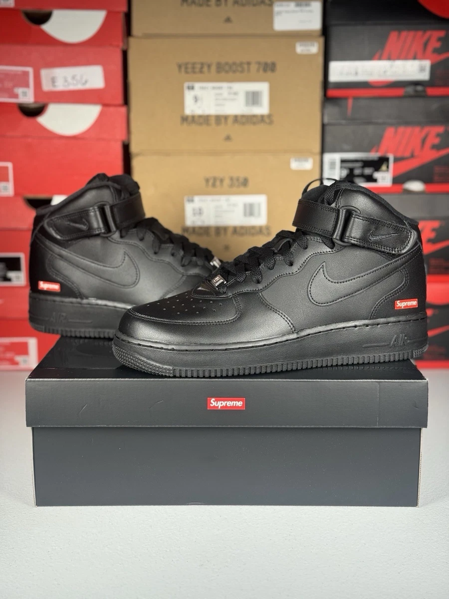 Nike Supreme x Air Force 1 Mid Box Logo - Triple Black for Sale