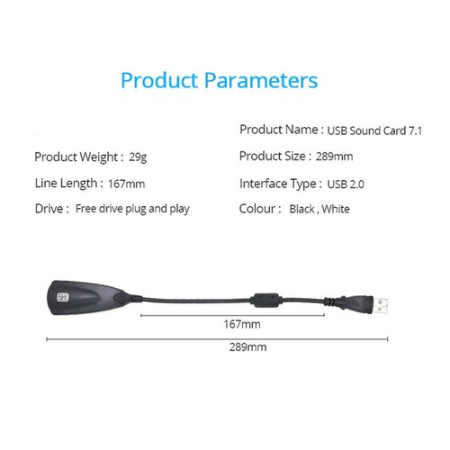 USB 7.1 externes Kabel mit Schallschallqualitätskarte (schwarz) - 第 6/12 張圖片