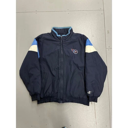 Vintage Logo Athletic NFL Tennessee Titans Jacket Navy Blue XL Game Day Puffy video thumbnail