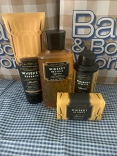 4pcsWHISKEY RESERVE 8oz CREAM & 2 Face /Body WASH shower gel, Body Spray & Soap