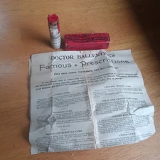 DR.BALLENTINE'S COLIC CURE 1890s UNOPENED HOMEOPATHIC PILL BOTTLE,BOX & FLYER
