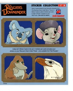 Australian Fast Food Sticker Sheet Red Rooster Disney Rescuers Downunder #02
